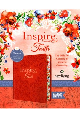 NLT Inspire Faith Bible Filament Enabled - Coral Blooms (Hardcover, LeatherLike)