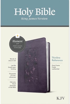 KJV Thinline Reference Bible Filament-Enabled - Floral Frame Purple (LeatherLike)