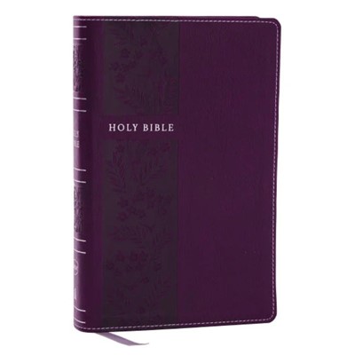 NKJV Personal Size Large Print Bible with 43,000 Cross References, Red Letter, Comfort Print, Purple Leathersoft