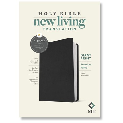 NLT Giant Print Premium Value Bible, Filament Enabled, LeatherLike, Black