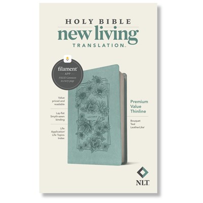 NLT Premium Value Thinline Bible, Filament Enabled, LeatherLike, Bouquet Teal