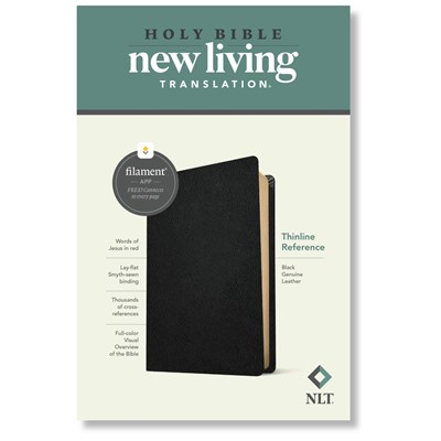 NLT Thinline Reference Bible, Filament Enabled, Genuine Leather, Black