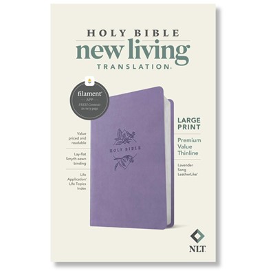 NLT Large Print Premium Value Thinline Bible, Filament Enabled, LeatherLike, Lavender Song