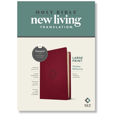 NLT Large Print Thinline Reference Bible, Filament Enabled, LeatherLike, Aurora Cranberry, Red Letter