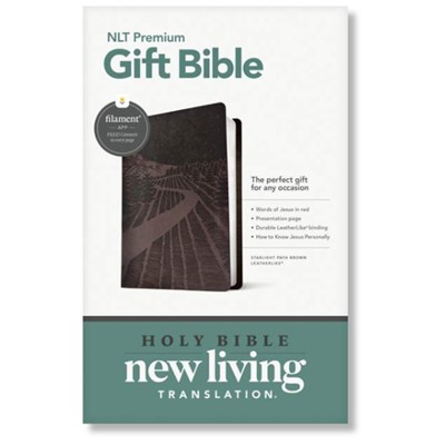 Premium Gift Bible NLT, Filament Enabled, LeatherLike, Starlight Path Brown, Red Letter