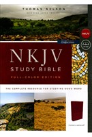 NKJV Study Bible Full-Color Edition - Cranberry Leathersoft (Leather-like)