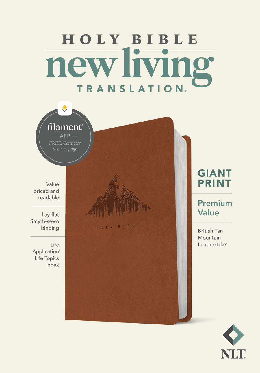 NLT Giant Print Premium Value Bible, Filament Enabled, LeatherLike, British Tan Mountain
