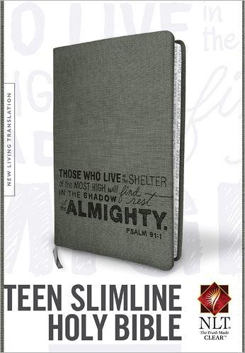 NLT Teen Slimline Bible LL Gray